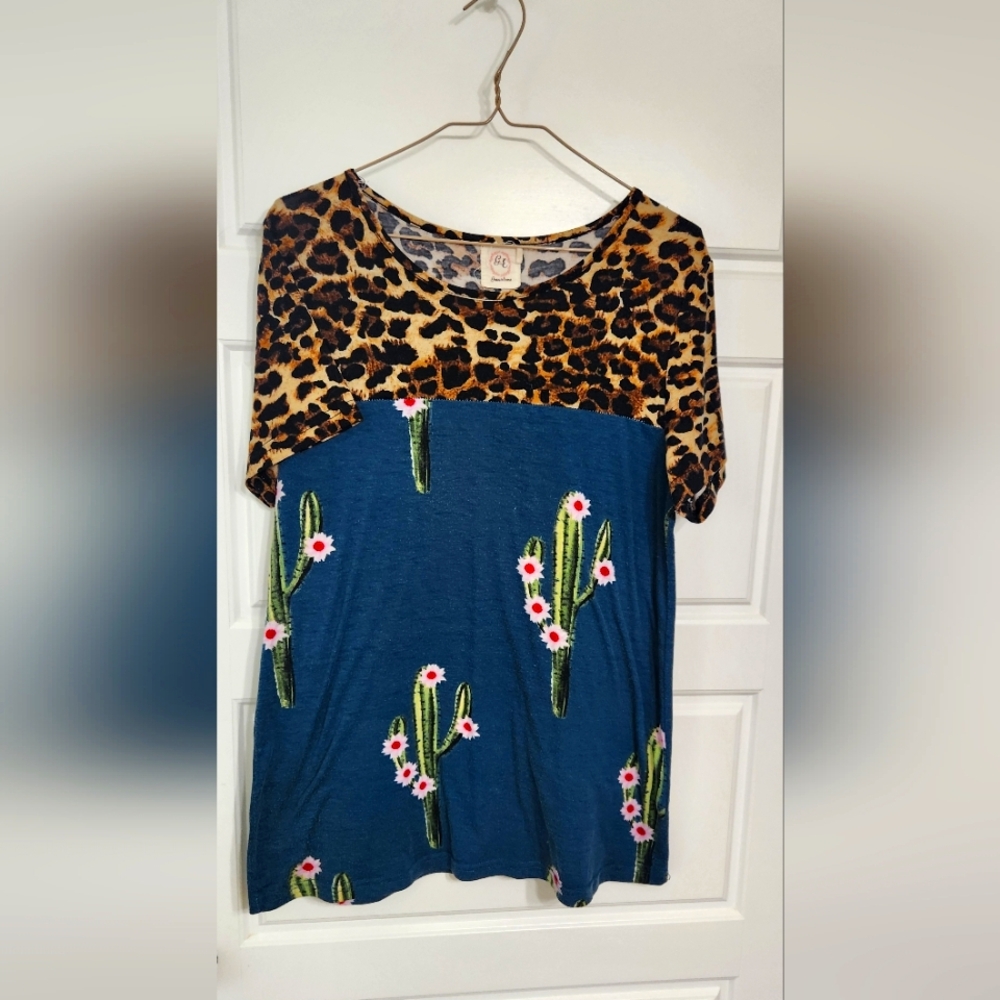 Leopard and Cactus Print Top